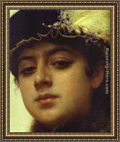 Portrait of a Woman Framed Paintings - Portrait of a Woman [detail] by Ivan Nikolaevich Kramskoy